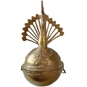 Antike indische Messing-Pfau Pandan – Betelnussdose – 1,6 kg, 19. Jh.