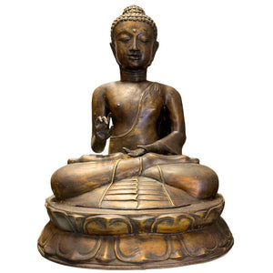 Monumentaler javanischer Bronze-Buddha – Vitarka Mudra – 58 cm – 8,5 kg