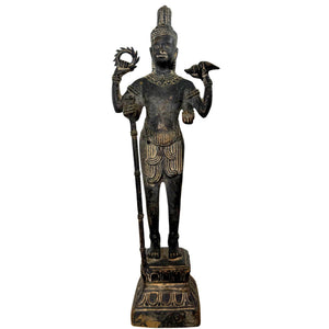 Seltenes Khmer Vishnu | 13.-14. Jahrhundert | Mit rituellem Golddepot | Museumsqualität