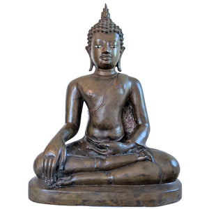 Museales Lan Xang Meisterwerk – Feuervergoldete Bronze mit Elfenbeineinlagen – 46 cm