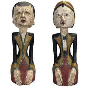 Antike javanische Loro-Blonyo-Statuen – Massives Teakholz – 51 cm – 8,4 kg