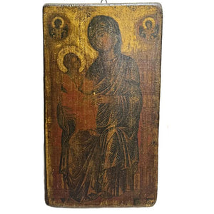 Antike russische Ikone – Gottesmutter Hodegetria – 18./19. Jahrhundert – H 29,5 x B 24 cm