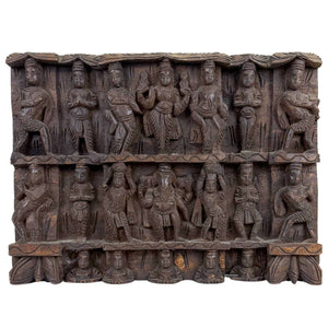 Antik handgeschnitzter hinduistischer Tempelfries mit Ganesha – Wandkunst