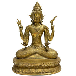Avalokiteshvara – Vierarmiger Vajrayana-Bodhisattva aus Ormolu-Bronze (Nepal, Newar) – Los 444