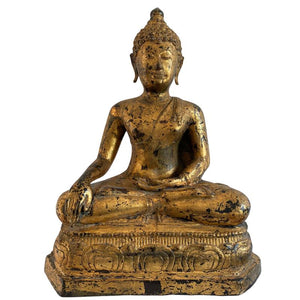 Burmesische Mandalay-Buddha-Statue aus Bronze mit originaler Vergoldung – Los 159