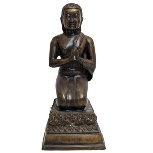 Kniender Buddha aus Bronze in Anjali-Mudra – Burma, 18.–19. Jahrhundert
