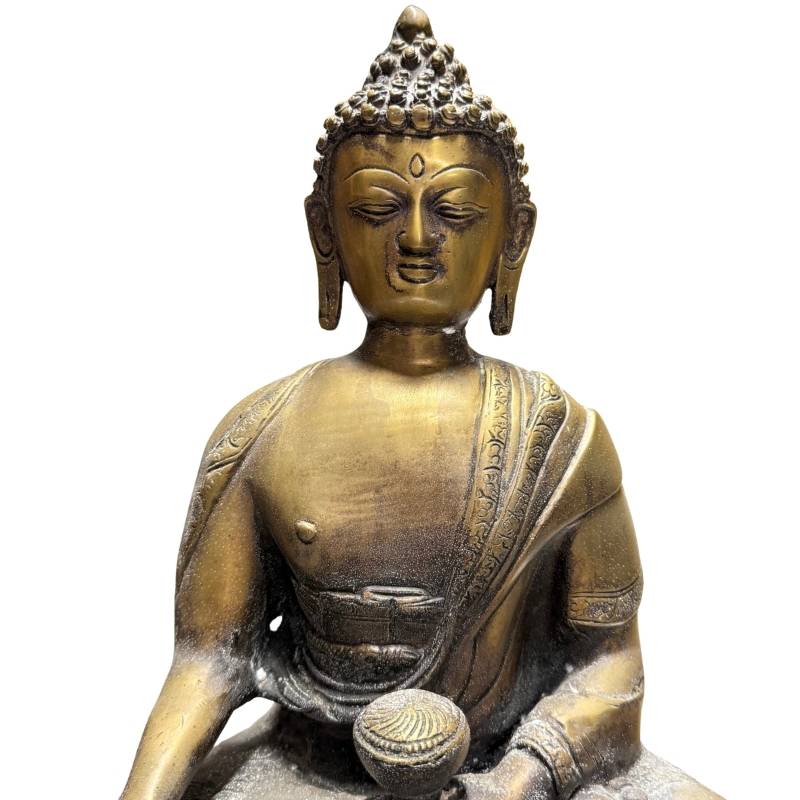 Boeddhabeeld uit Nepal van vuurverguld brons met natuurlijke patina