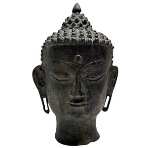 Antiker Buddha-Kopf aus Bronze – Himalaya-Region – Lot 470