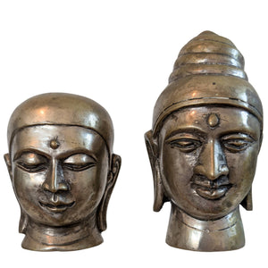 2 Bronze Tassen Set – Buddha & Mönch – Handgegossene asiatische Bronze
