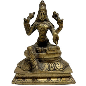 Massive Bronze Lakshmi-Statue – Goldfarben – Indien ca. 1950 – 11cm