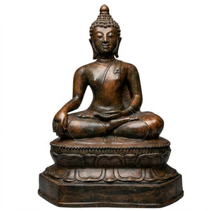 Großer bronzener thailändischer Buddha – Bhumisparsha Mudra – Ayutthaya-Stil – 40 cm (8 kg)