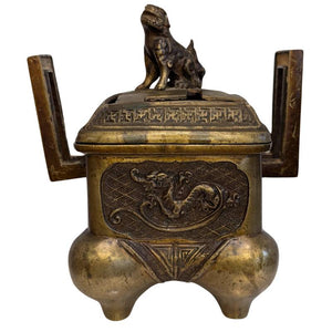 Räuchergefäß aus Bronze mit Drachen- und Foo-Hund-Motiv – 19. Jahrhundert – Los 107