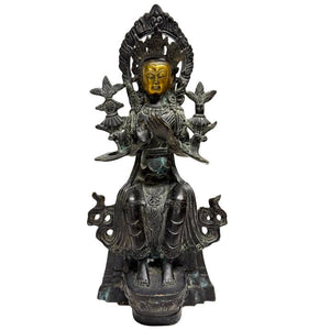 Maitreya, chinesischer Bodhisattva in Andachtshaltung – vergoldete Bronze, Los 445