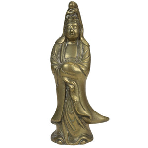 Chinesische Guanyin der Barmherzigkeit und des Schutzes – Vintage Bronze/Messing