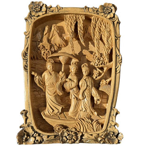 Wanddekoration Chinesisches Holzrelief – Legende der Weißen Schlange