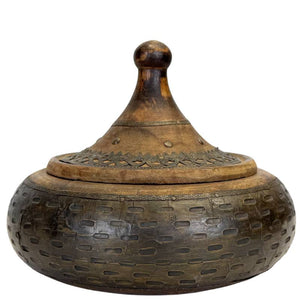 Dekorative Holzschale mit Deckel – Marokkanischer Stil