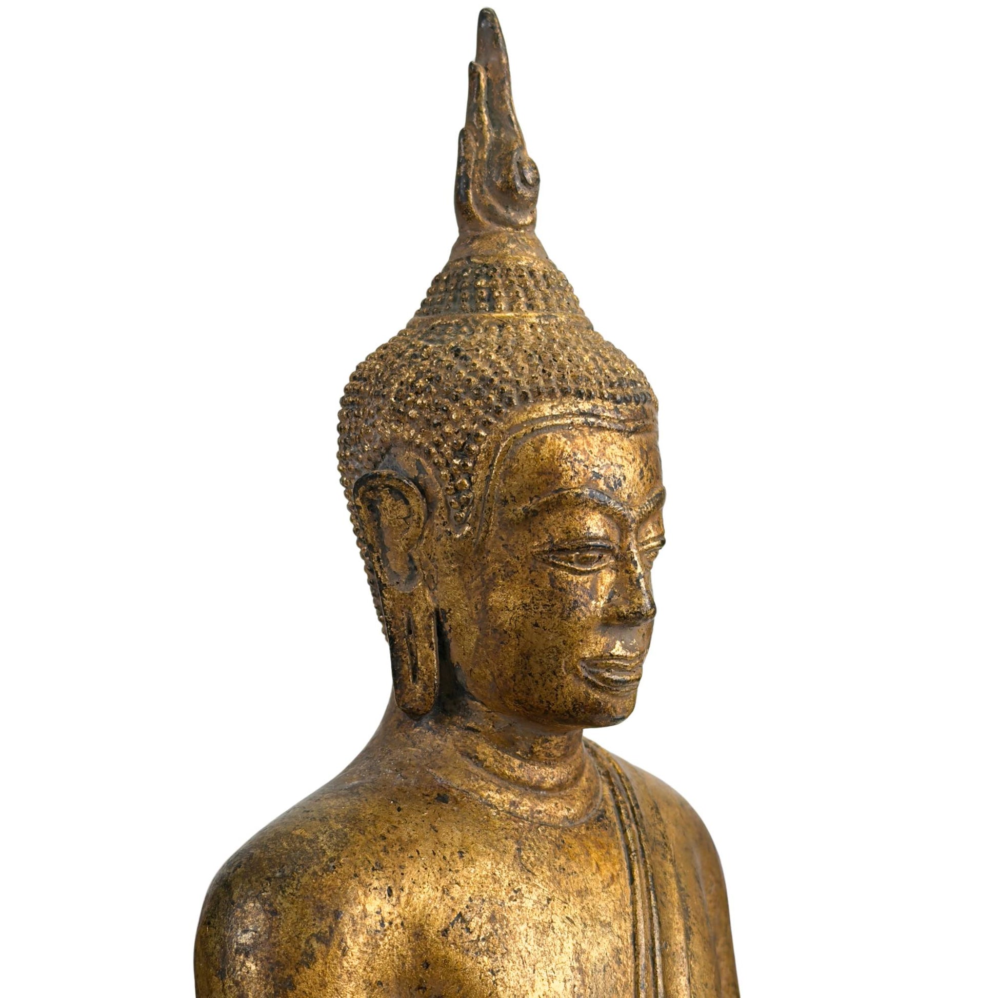 Buddhistisches Altarbild in Museumsqualität mit historischen Spuren der Verkohlung