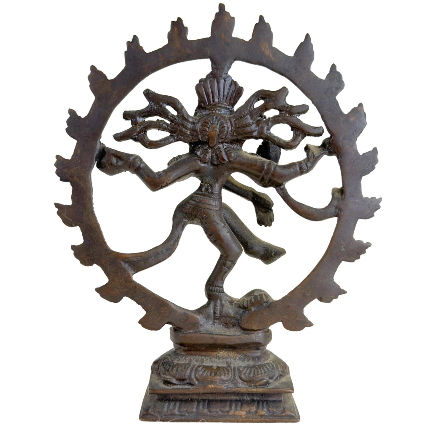 Dunkelbraune Nataraja-Figur aus Bronze mit dezenter Patina und feinen Details