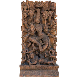 Antikes Durga Holzrelief – Südindisches Tempelpanel – Lot 195