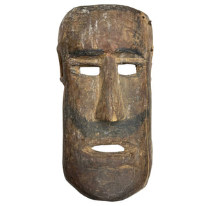 Antike Holz-Schamanenmaske mit Bartansatz – Himalaya-Region – ca. 1900 Wanddekoration