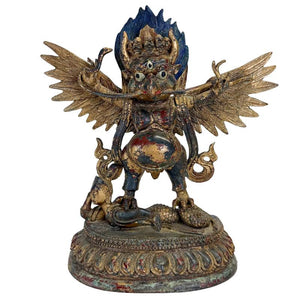 Garuda-Statue auf Dämon, vergoldete Bronze, Himalaya – tantrische Schutzfigur