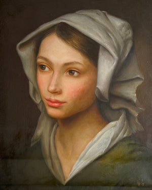 Giuseppe Giglio – Göttliche Unschuld – Original Ölgemälde – Klassisches Porträt – 50x40 cm