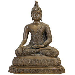 Monumentaler bronzener Shakyamuni Buddha – Rattanakosin Revival-Stil (37 cm)