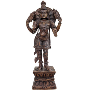 Große Abhaya Mudra Holzstatue von Lord Vishnu – Südindien – 62 cm