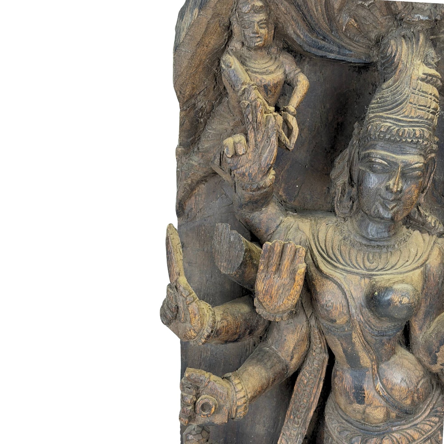 Handgesneden Shiva Parvati paneel uit de Indiase tempelkunst