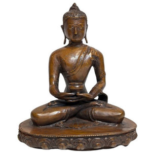 Himalaya-Buddha aus Bronze in Meditationshaltung mit Patra – 17. Jahrhundert