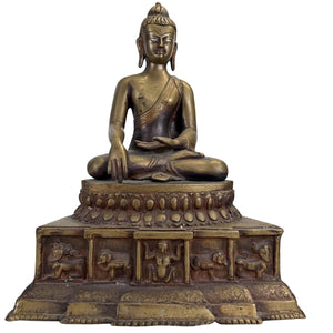 Museumswürdiger Himalaya-Bronze-Buddha mit Silberaugen – 16.–17. Jahrhundert – 49,5 cm
