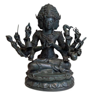 Vierköpfige vierzehnarmige Brahma indonesische Bronzeskulptur Los 079