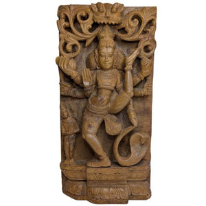 Wanddekoration Antikes Holztempelrelief von Shiva Nataraja – Südindien, 19. Jahrhundert