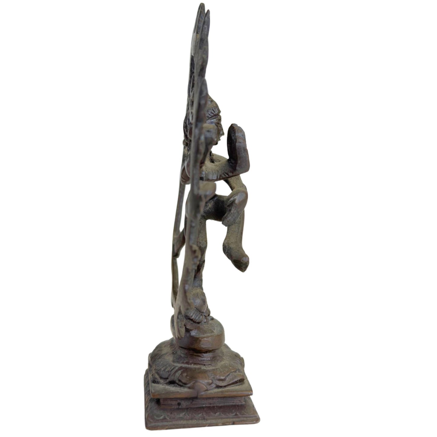 Indische Shiva-Figur aus Bronze mit traditionellem Flammenhalo und Tanzpose