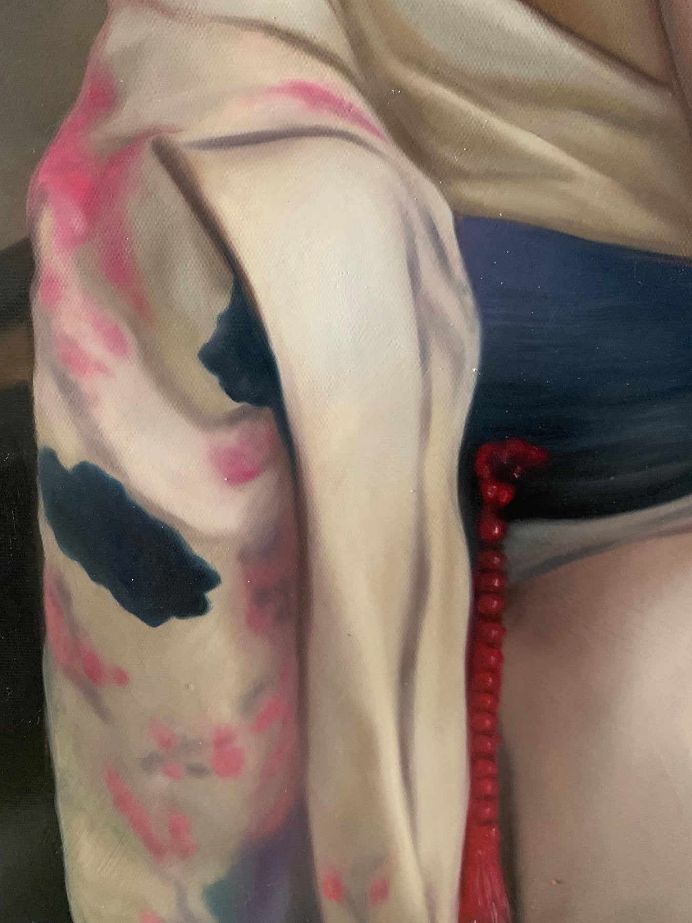 Olieverfschilderij in Japanse geisha stijl moderne figuratieve kunst