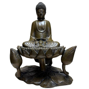 Massiver Bronze-Buddha auf Lotussockel – Frühes 20. Jahrhundert – Symbol für Ruhe und spirituelles Gleichgewicht