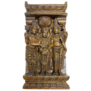 Wanddekoration Meenakshi und Shiva Holztempelrelief – Madurai Los 449