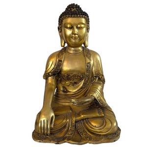 Großer feuervergoldeter Bronze-Buddha – Ming-Stil – China ca. 1930–1950 (6,4 kg)