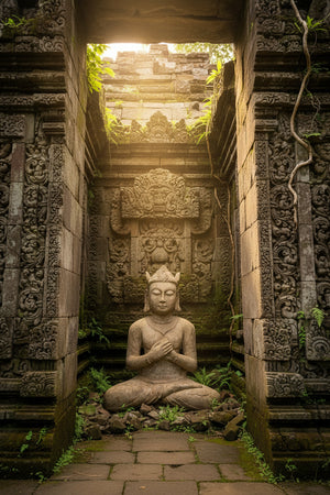 Monumentale indonesische Tempelfigur aus Naturstein