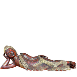Handgeschnitzter liegender Buddha – Mitte 20. Jahrhundert XXL