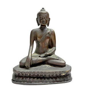 Nepalesische Bronze Shakyamuni Buddha Statue mit Bhumisparsha Mudra