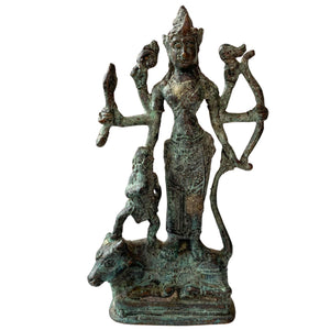 Authentische Antike Bronze-Statue – Durga Mahishasuramardini – Majapahit-Periode