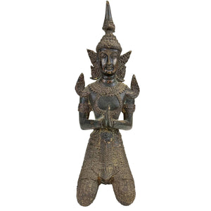 Thailändischer Bronze-Theppanom-Tempelwächter – Buddhistischer Schutzengel – 21,7 cm