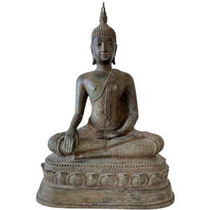 Antike thailändische Buddha-Statue aus Bronze – Ayutthaya-Stil, 18.–19. Jahrhundert, Los 173