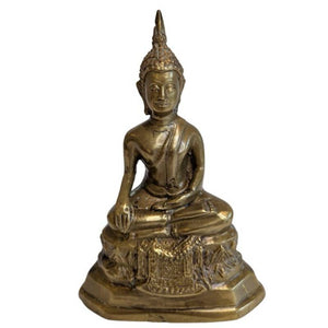 Feuervergoldete thailändische Buddha-Statue in Bhumisparsha-Mudra – 19. Jahrhundert
