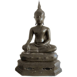 Sitzender Buddha aus thailändischer Bronze mit abnehmbarer Flamme (Ushnisha) – Los 160