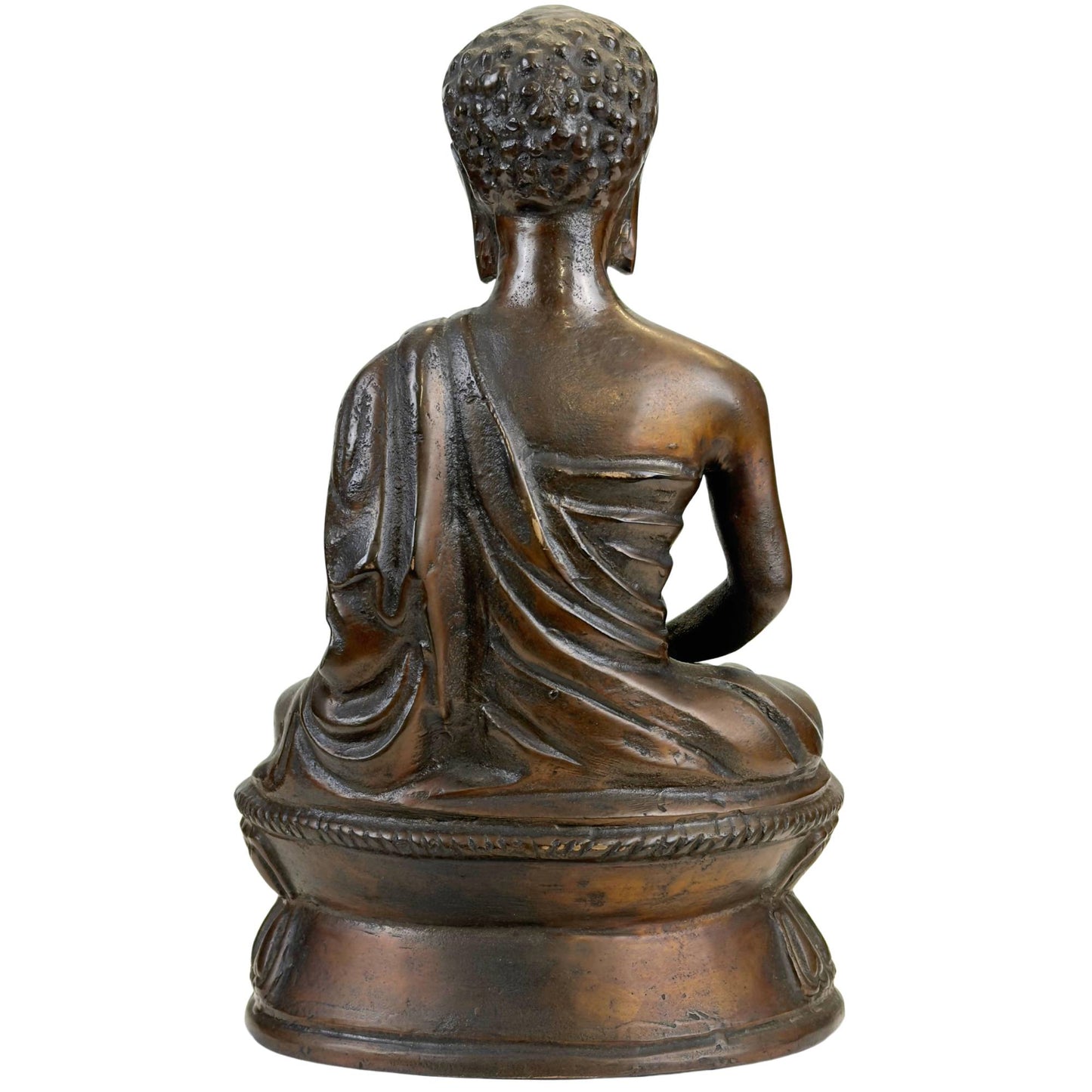 Tibetaans-Nepalese stijl Boeddha in brons met stupa, zittend op rijk lotusvoetstuk