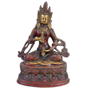 Tibetische Vajrasattva-Statue Bronze Himalaya Zweifarbige Patina 22 cm