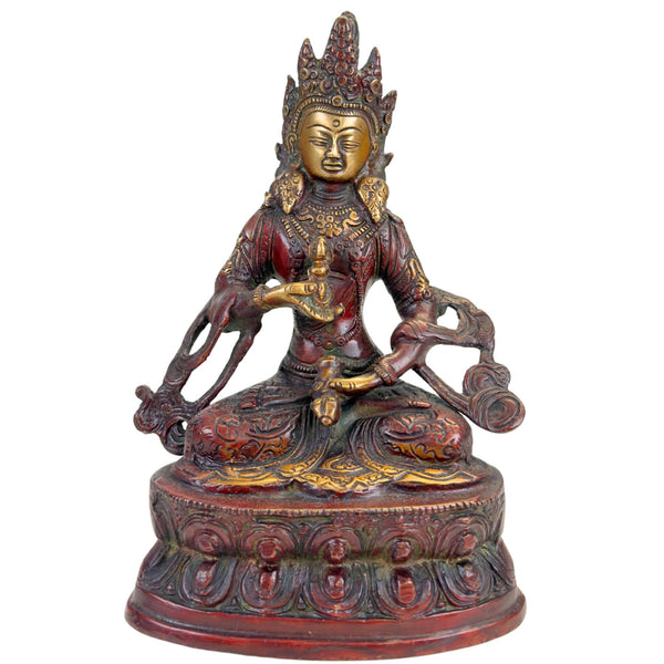 Tibetische Vajrasattva-Statue Bronze Himalaya Zweifarbige Patina 22 cm