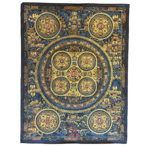 Vajradhatu Mandala Thangka – Rituelles Meditations-Thangka mit den fünf Dhyani-Buddhas (Los 344)